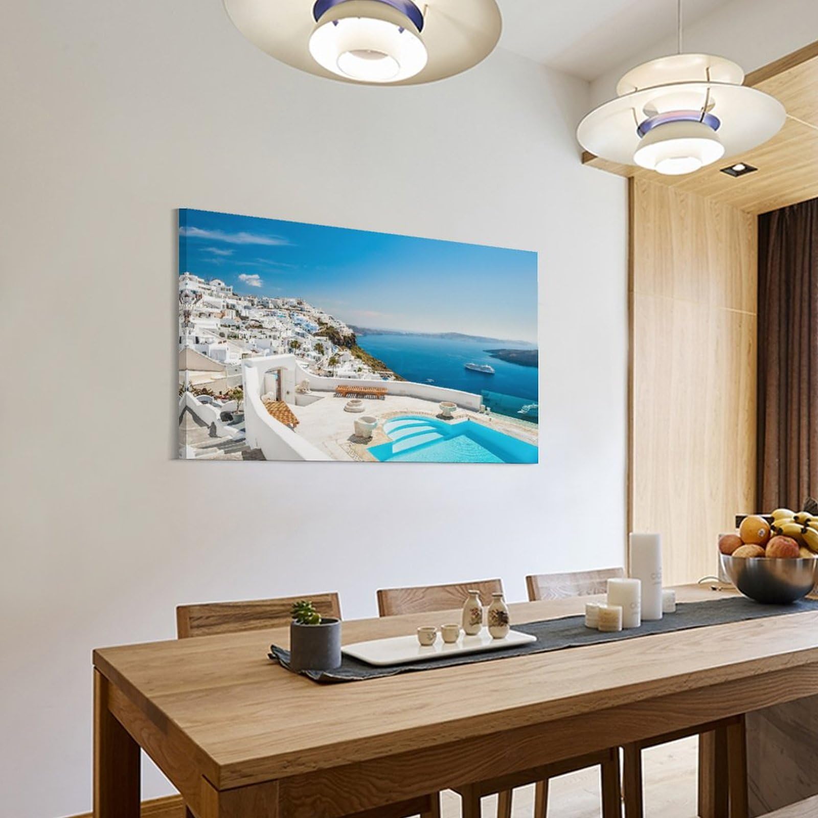 絵画　肉筆油絵 風景画  ギリシャ エーゲ海  白壁の道 絵画肉筆油絵 風景画 ギリシャ エーゲ海 白壁の道